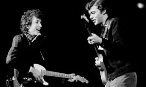 Bob Dylan and Robbie Robertson playing together