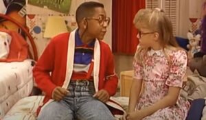 Urkel helps Stephanie deal with wearing glasses