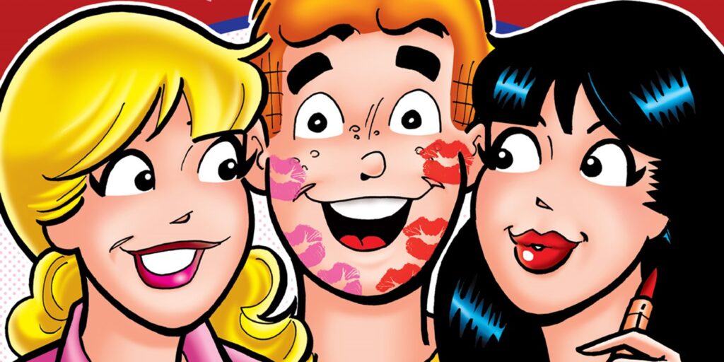 Archie kissed by both Betty and Veronica
