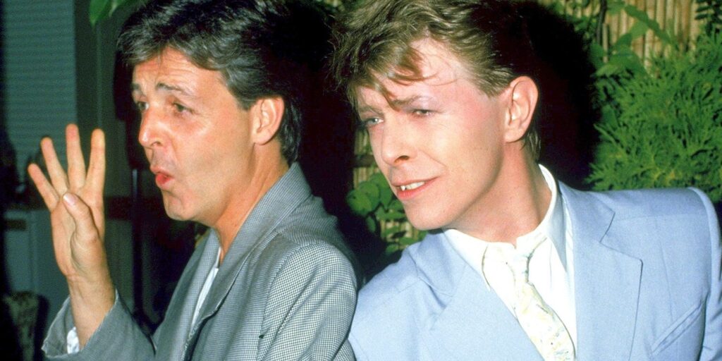 Paul McCartney and David Bowie at Live Aid