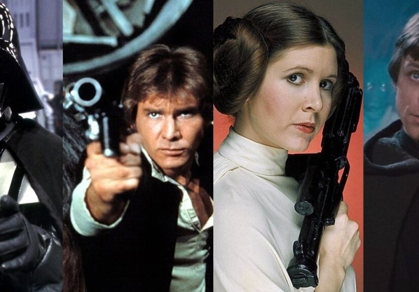 Darth Vader, Han Solo, Princess Leia and Luke Skywalker